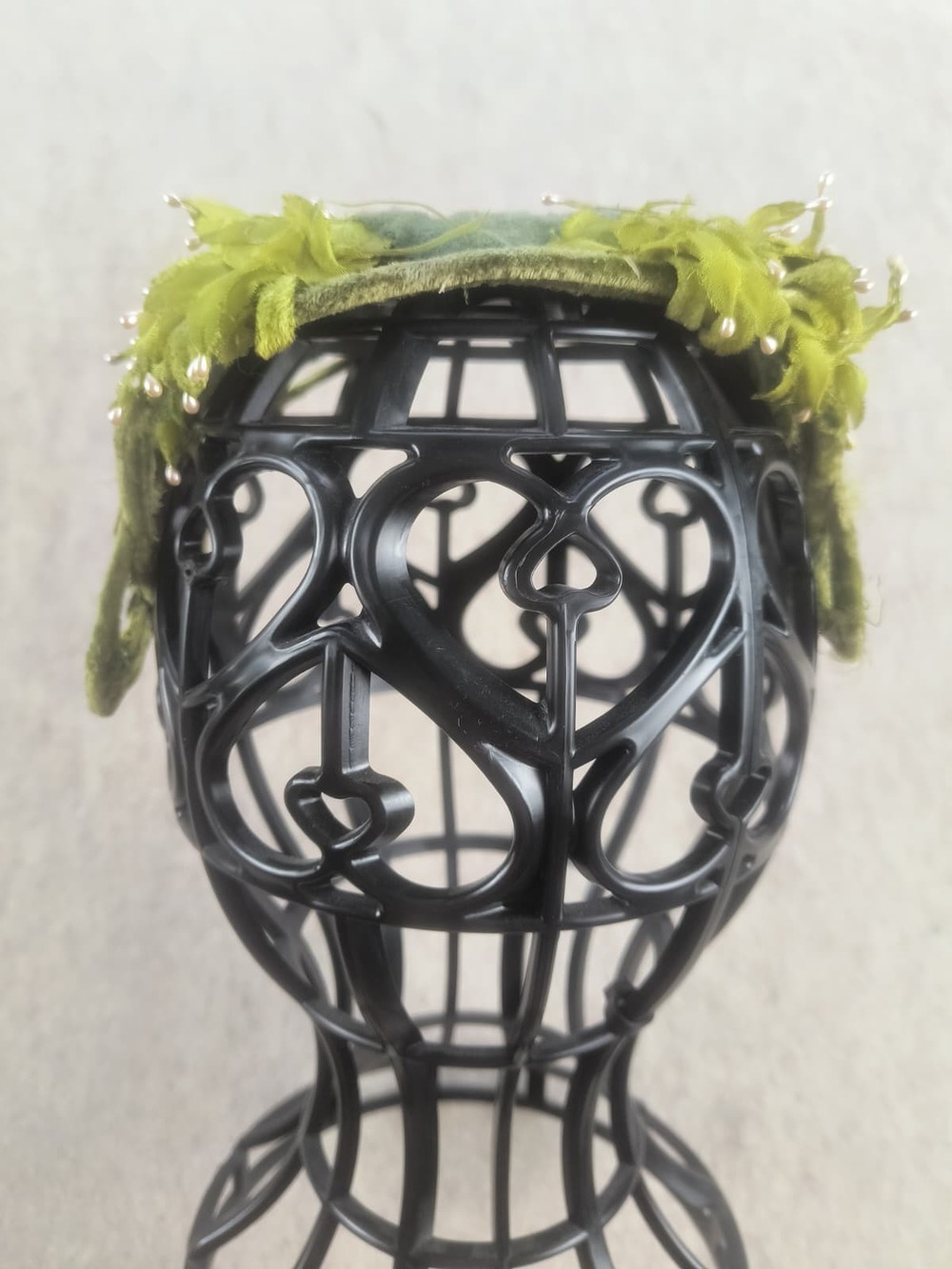 Vintage green half hat style headband era 50's to 60's